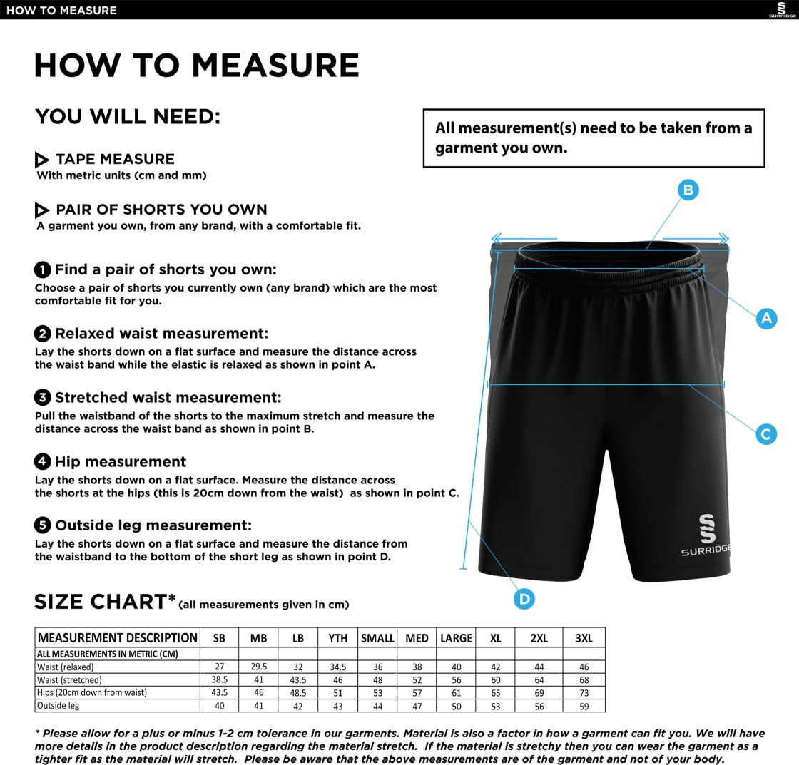 Old Isleworthians CC - Blade Shorts - Size Guide